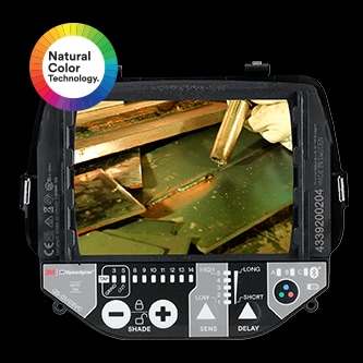 close up of Speedglas ADF lens with natural color technology
