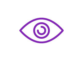 A minimal icon portraying a human eye.