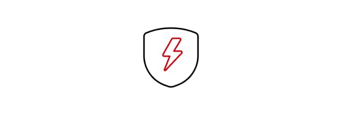 icon of shield with lightning bolt
