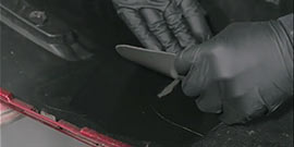 flexible patch applied to interior of a bumper