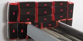 3M fire barrier pillows installed around cables for fire protection.
