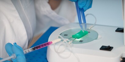 Sample placed on microscope slide
