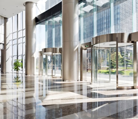 3M™ Sun Control Window Film Ceramic Architectural Series applied to entryway glass windows and doors
