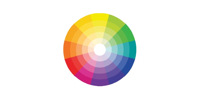 A colorful circular gradient chart for color matching.
