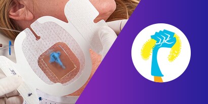 Patient neck with antimicrobial dressing for vascular solution
