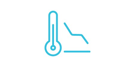 온도계 아이콘과 아래쪽을 가리키는 화살표를 표시해 디스플레이를 향상함과 동시에 발열이 줄어듦을 표현.