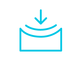 Cushioning solutions icon of force being applied to a cushion.