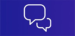 white chat icon on purple background