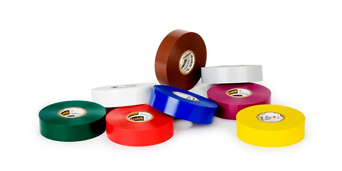 rolls of electrical tape in a variety of colors
