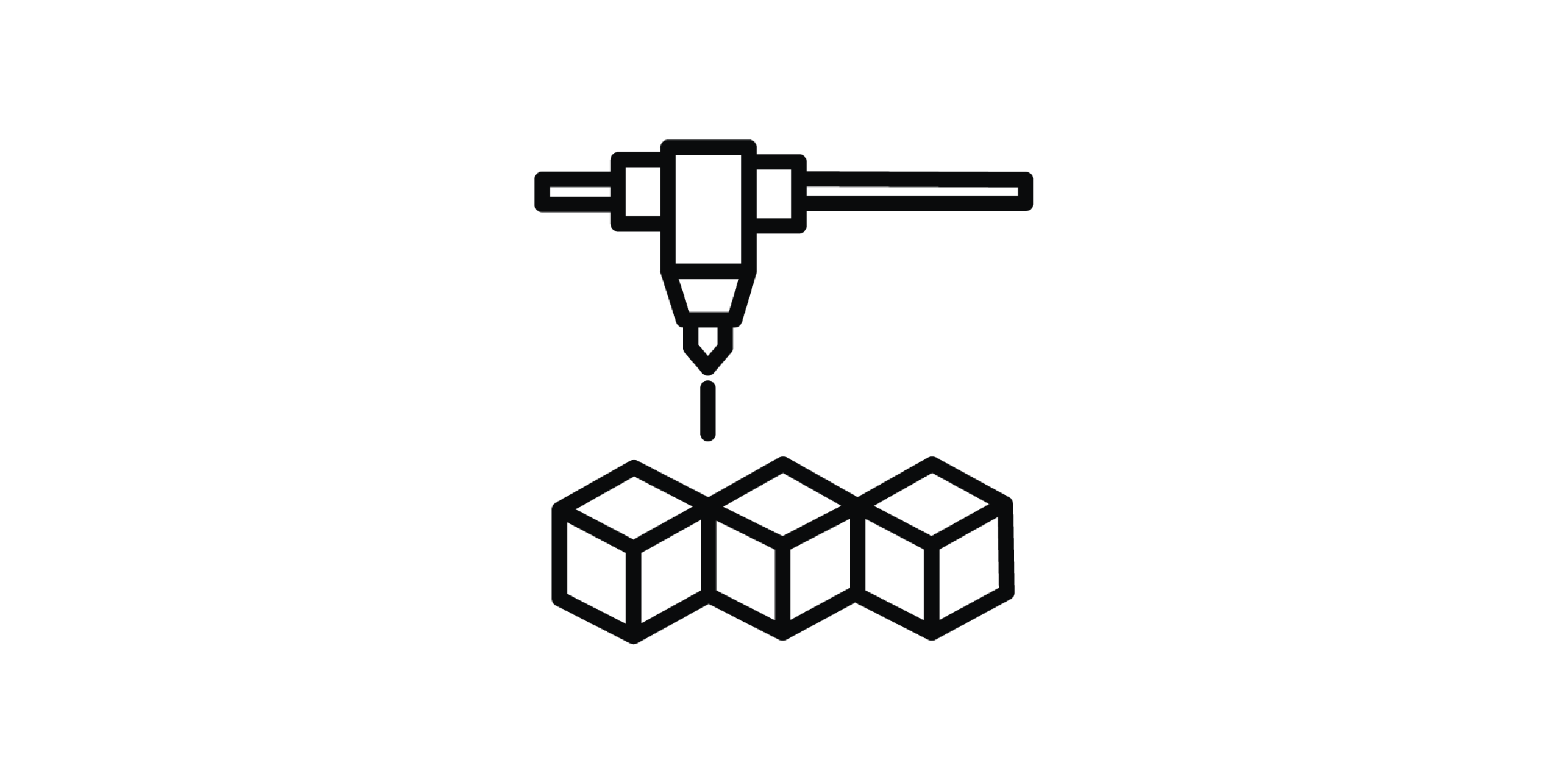An icon showing a laser cutting tool cutting blocks
