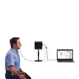 Man taking a hearing protection fit test