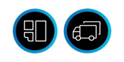 White illustration of graphic film and fleet icon.
