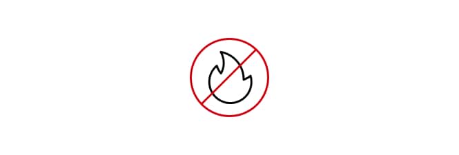 icon of fire with line through it for 'no flame'
