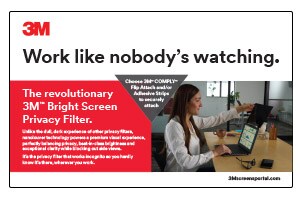 This is the 3M&trade; Bright Screen COMPLY Flip campaign, featuring a presentation asset, showing Fast Fact Card, for en_US-speaking audiences, available in pdf format (25V01).