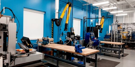 Image of benches and dispensing machines at the St. Paul Bonding Process Center
