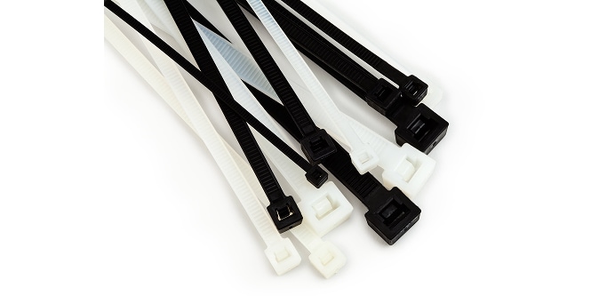 a group of black and white cable ties

