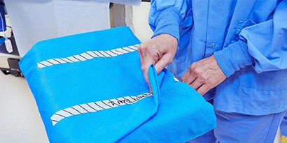 Wrapped device unpackaged by nurse
