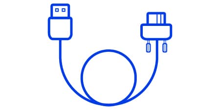 Minimalist line illustration of USB3 vision cable

