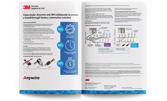 Flat lay view of 3M's Anywire solutions case study.

