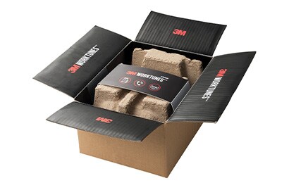 The 3M&trade; WorkTunes&trade; Connect + Gel Cushions Hearing Protector in it&rsquo;s box.