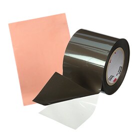 Image of conductive fabric and metal foil-backed tapes for shielding applications.