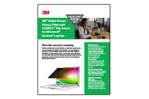 This is the 3M&trade; Bright Screen COMPLY Flip campaign, featuring a presentation asset, showing Sell Sheet Microsoft, for en_US-speaking audiences, available in pdf format (25V01).
