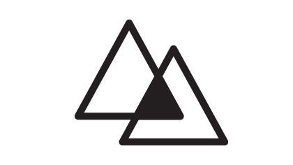 Outline of two overlapping triangles, one slightly offset in front of the other

