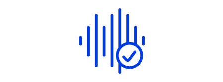 Icon of a line frequency wave, the icon is a blue line illustration with a white background.
