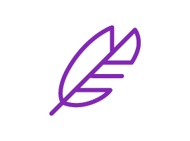 A minimal icon portraying a feather.