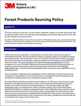 Forest Products Sourcing Policy document.