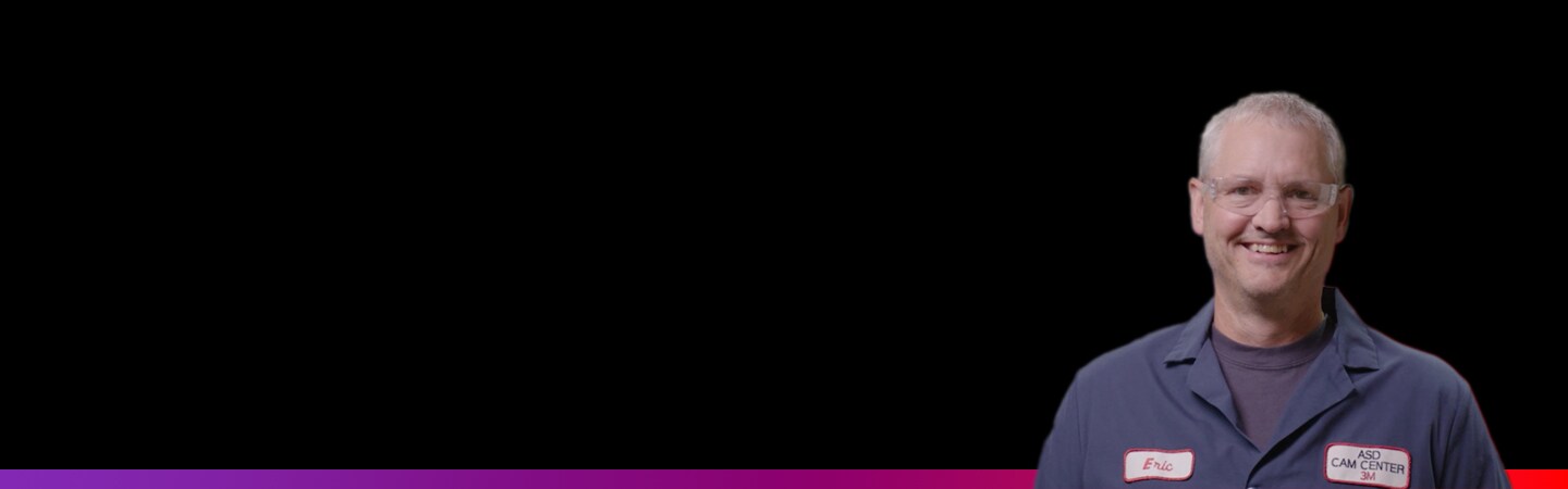 Herobanner showing Eric Askeland - an Abrasives Application Engineer  Text on hero banner:
