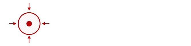 icon of four arrows pointing inward toward a cable for 'radial pressure'
