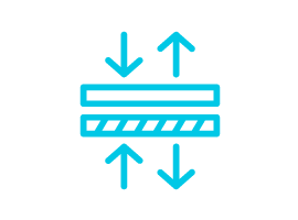 Icon of two platforms with arrows pointing away and into each platform