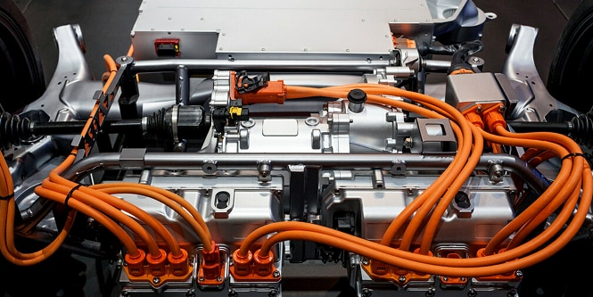 industrial component with orange cables
