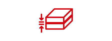 Red icon showing stacked modules with arrows indicating electromagnetic shielding.
