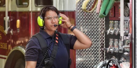 Firefighter pump operator using 3M PELTOR CH-3 Headset
