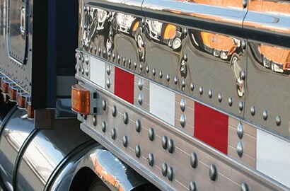 Conspicuity tape on fleet truck