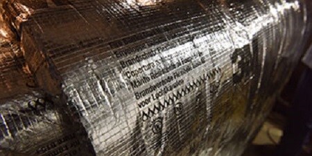 3M duct wrap product covers a shaft enclosure.
