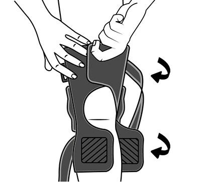 Looping back cinch straps and tightening, then adjusting closures to comfort.