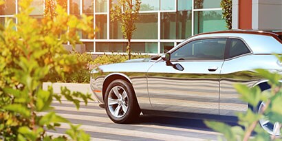 Gloss silver chrome wrap on a car
