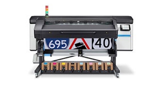 A large, HP Latex 800 digital sign printer, printing street signs.