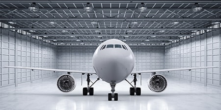 Airplane in hanger
