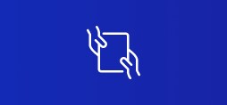 hand passes paper to another hand icon
